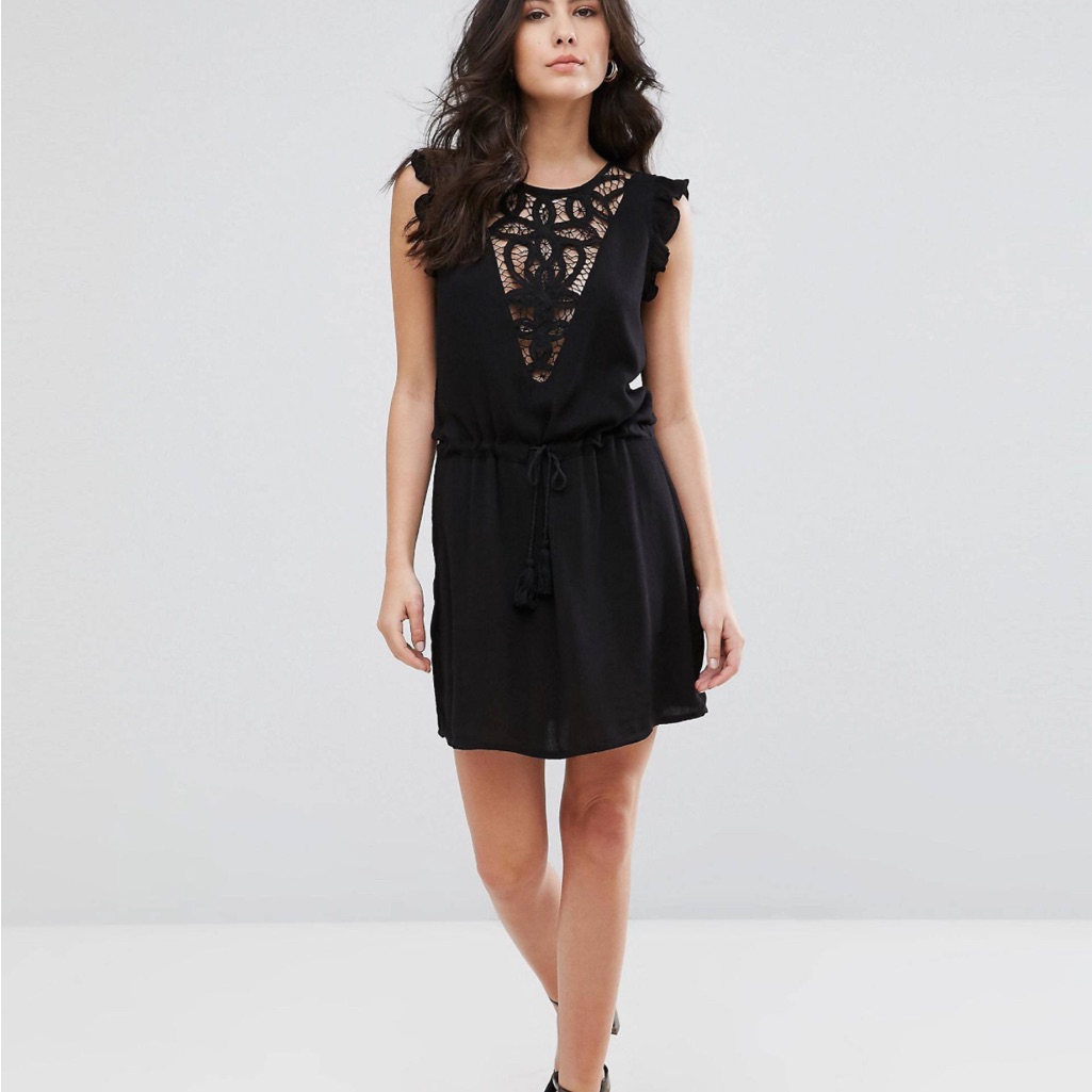 Wyldr Japlin Dress With Lace Placket And Drawstring Waist